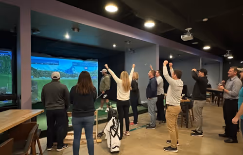 Golfer using simulator technology